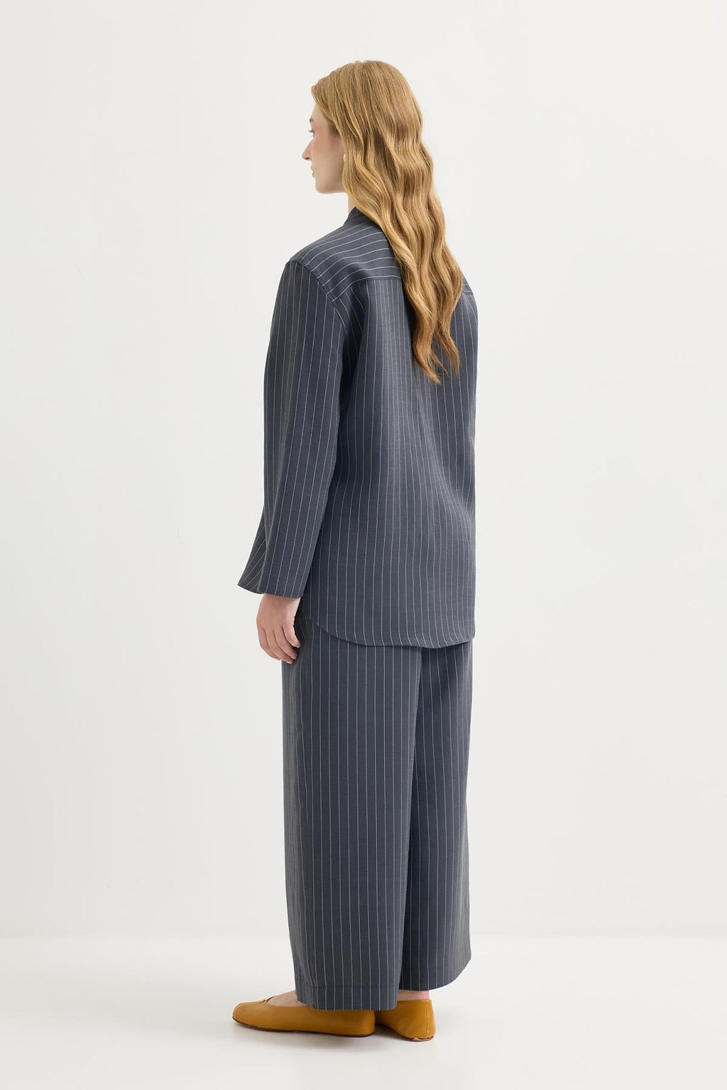 Striped Brit Sensual Shirt Trousers Set Dark Navy