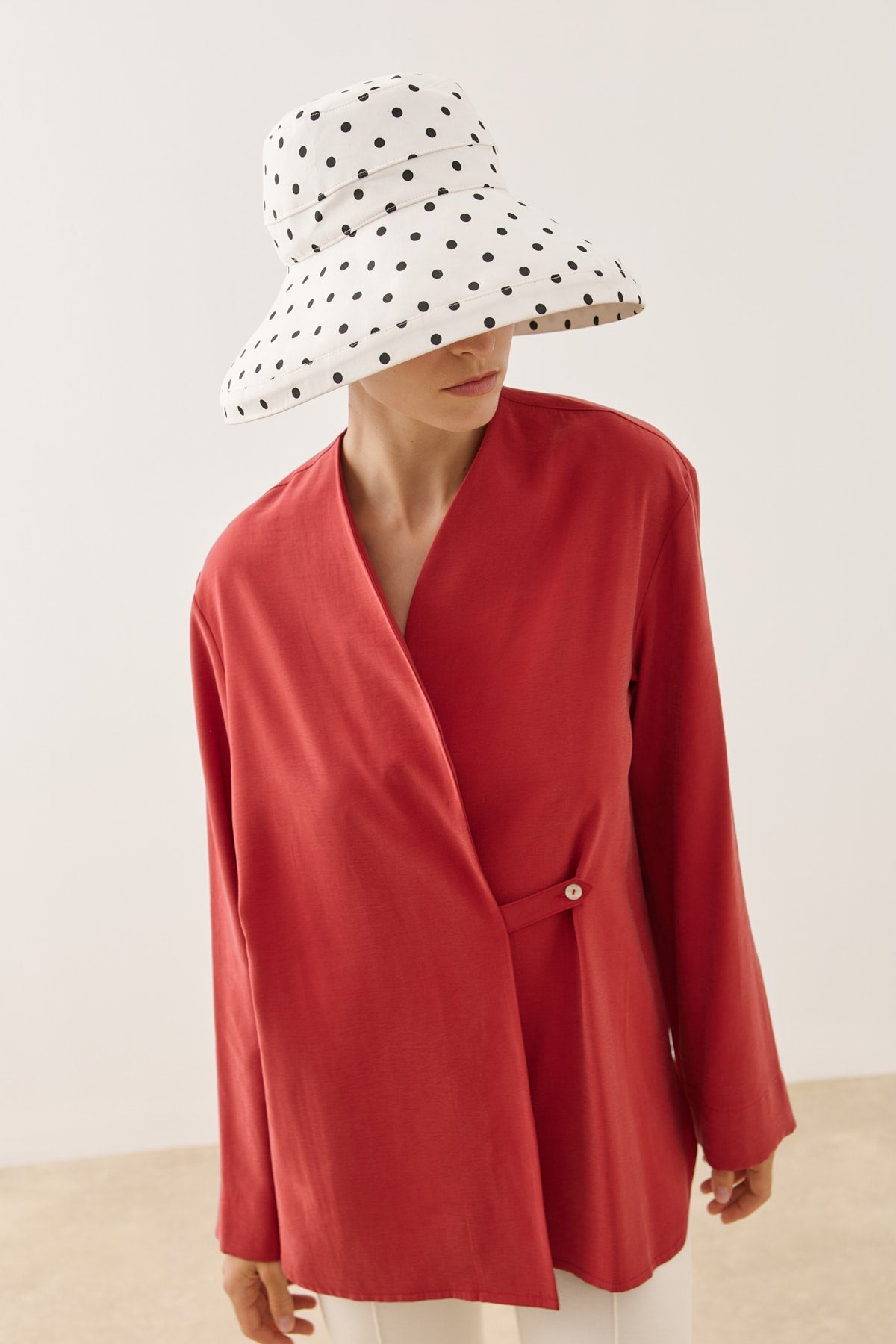 Maxi Fabric Hat with Polka Dot Pattern