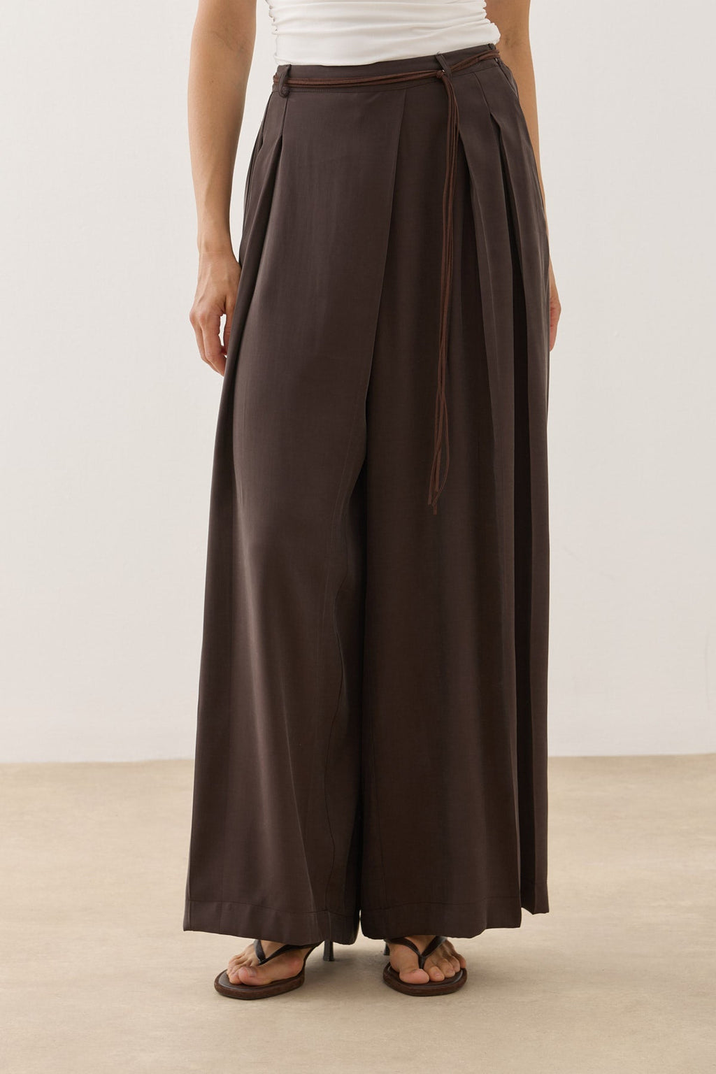 Wrap-Style Pants Brown