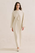 Embroidered Relaxed Dress Beige