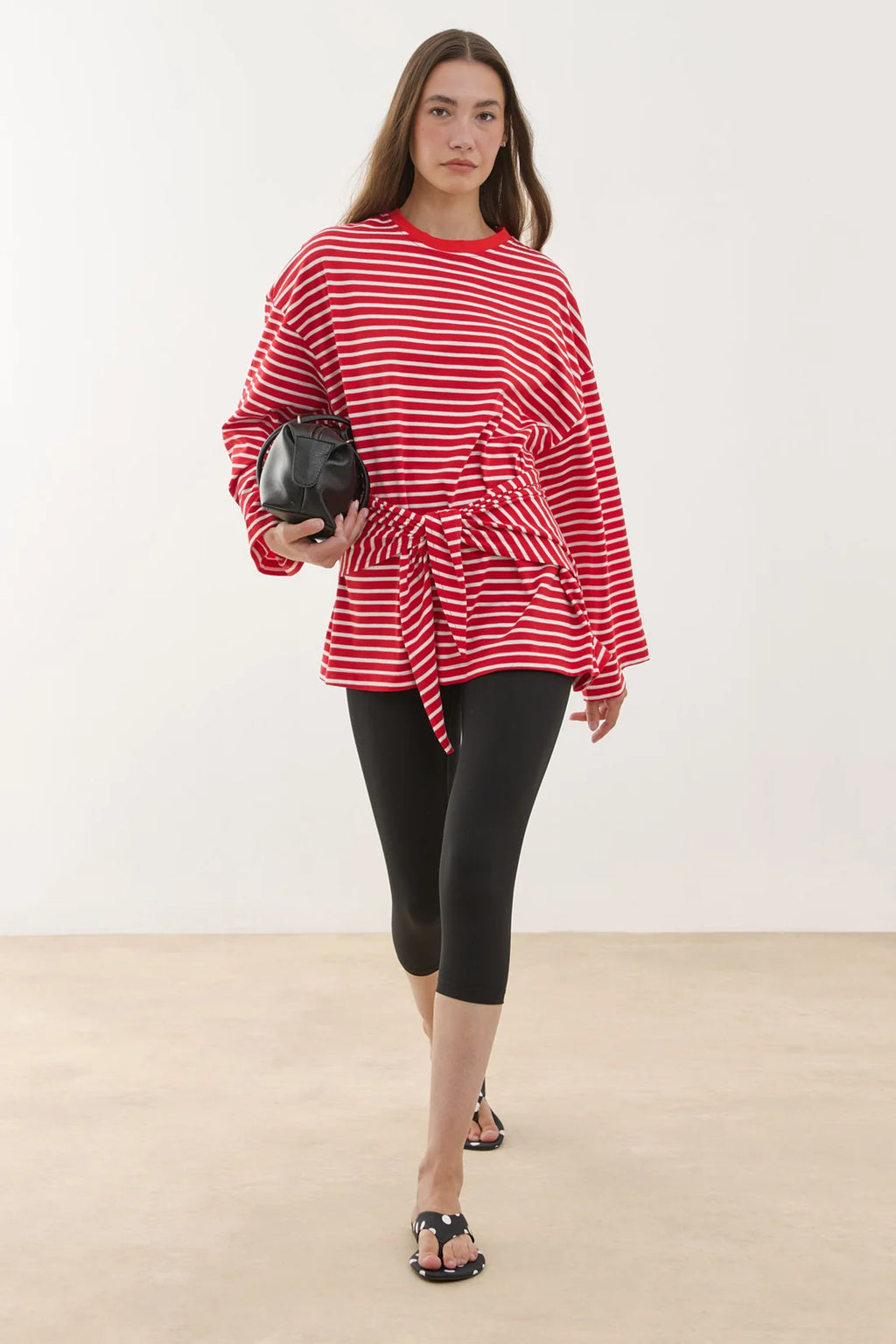 Scarf Striped Long Sleeve Cotton
T-Shirt Red