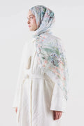 Floral Symphony Ramie Viscose Shawl Blue