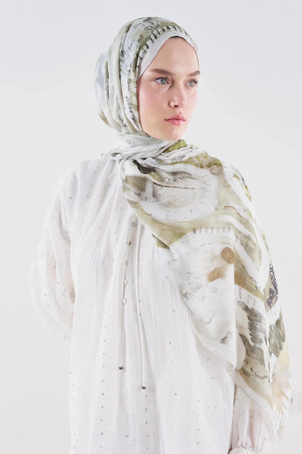 Artful Strokes Ramie Viscose Shawl Green