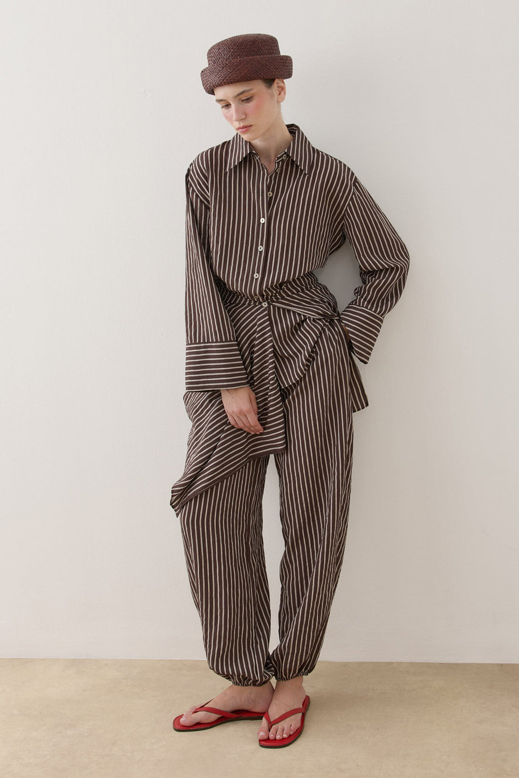 Removable Panel Shirt Set Brown