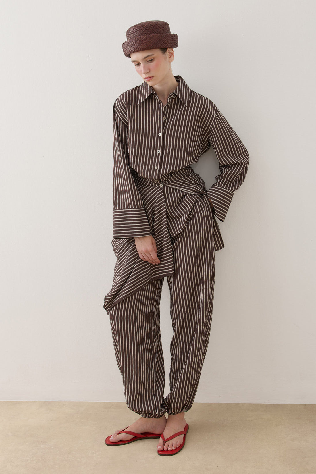 Removable Panel Shirt Set Brown