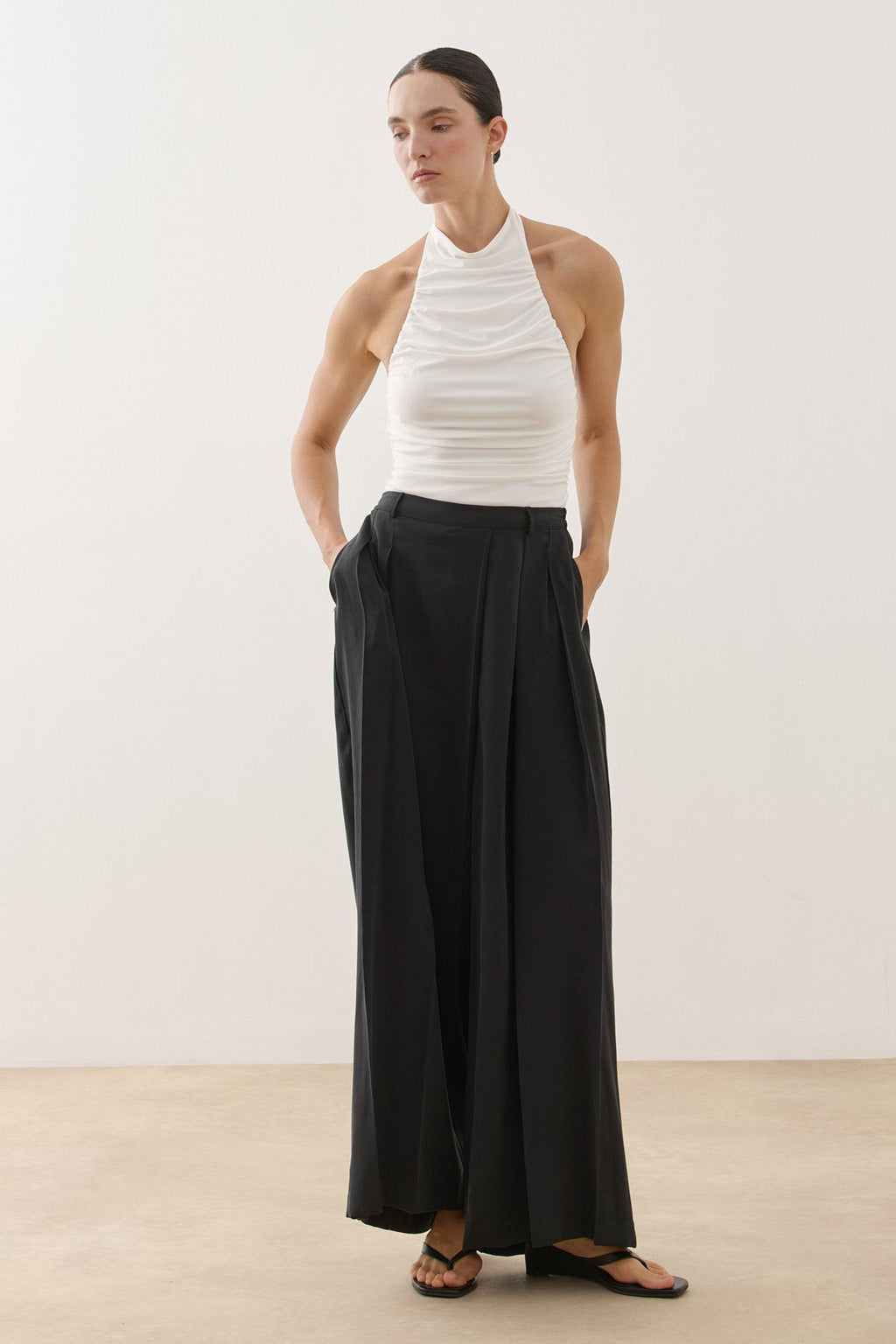 Wrap-Style Pants Black