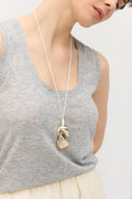 Wave-Shaped Gold Metal Pendant Necklace