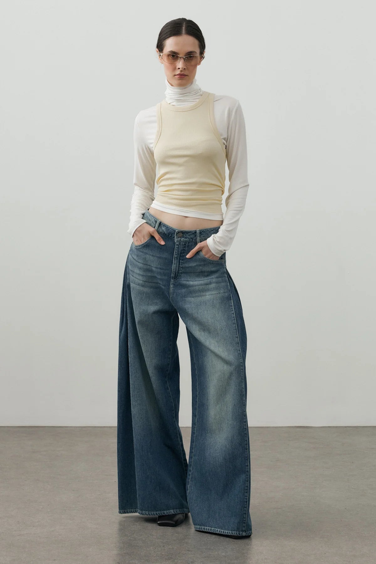 Side-Seam Detail Denim Pants