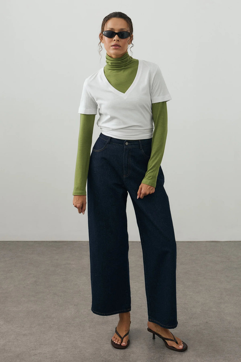 Ankle-Length Relaxed-Fit Denim Pants Dark Blue