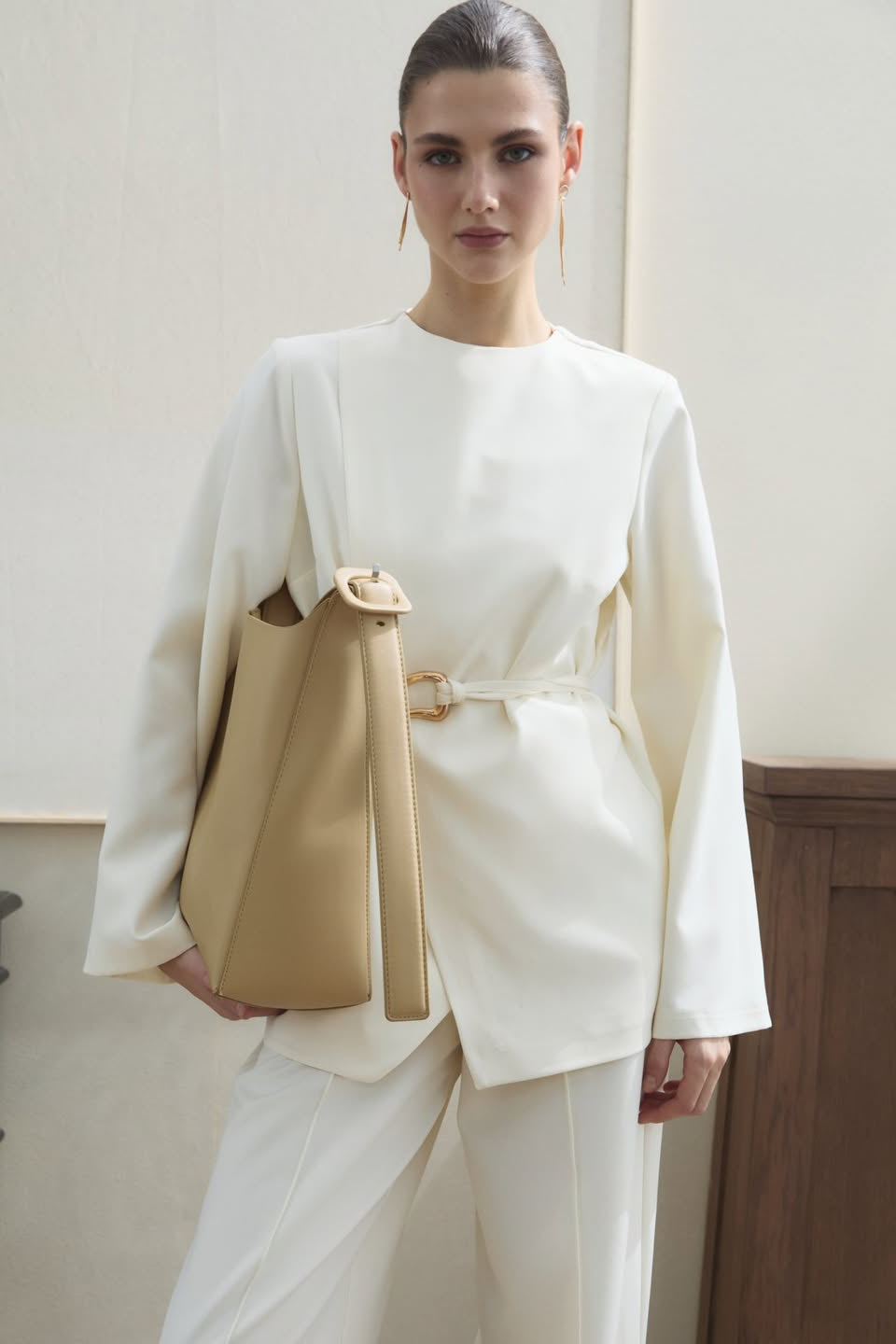 Double Front Detail Trousers Set