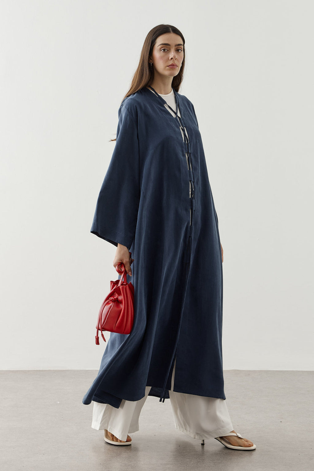 Wide Belt-Loop Kimono Navy