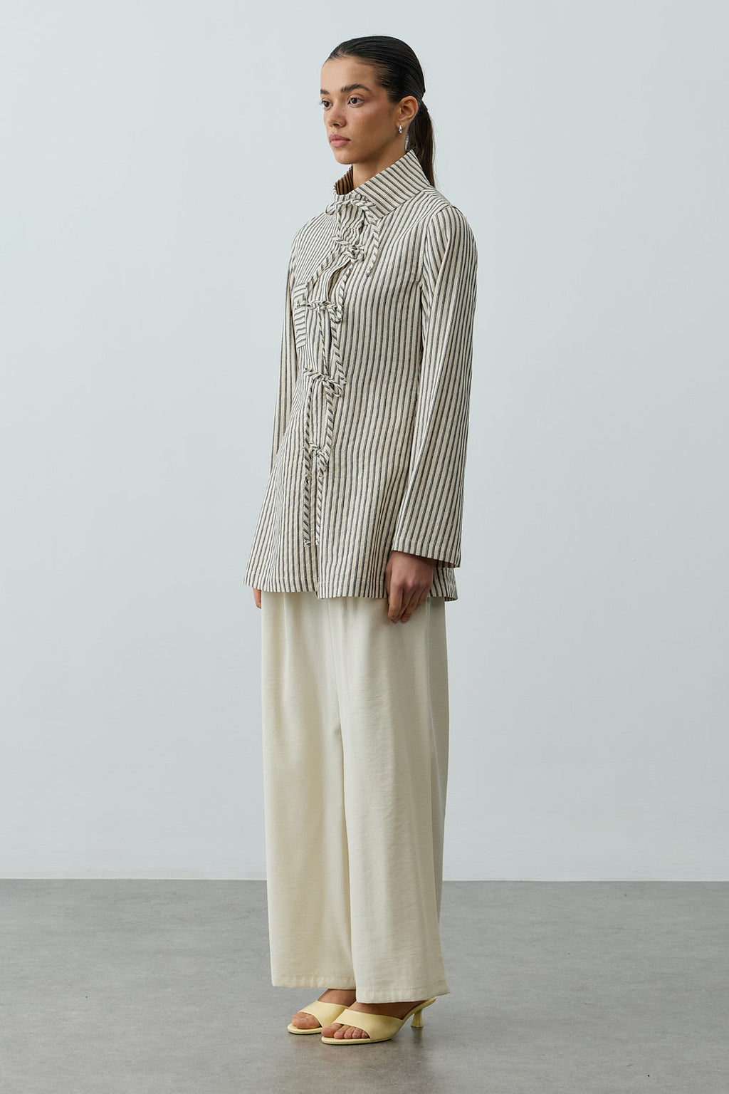 Striped Tie-Front Shirt Natural