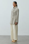 Striped Tie-Front Shirt Natural