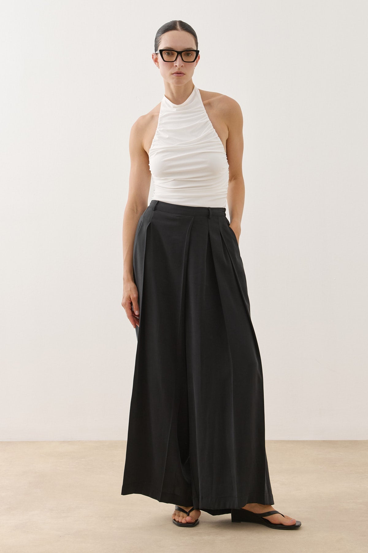 Wrap-Style Pants Black