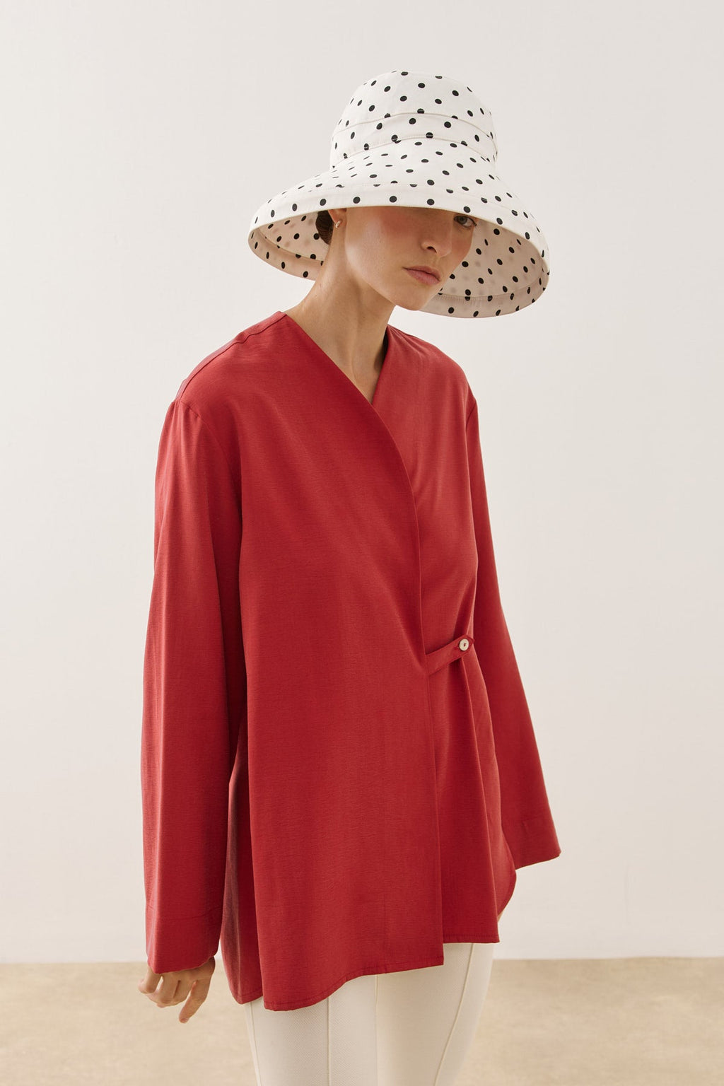 Maxi Fabric Hat with Polka Dot Pattern