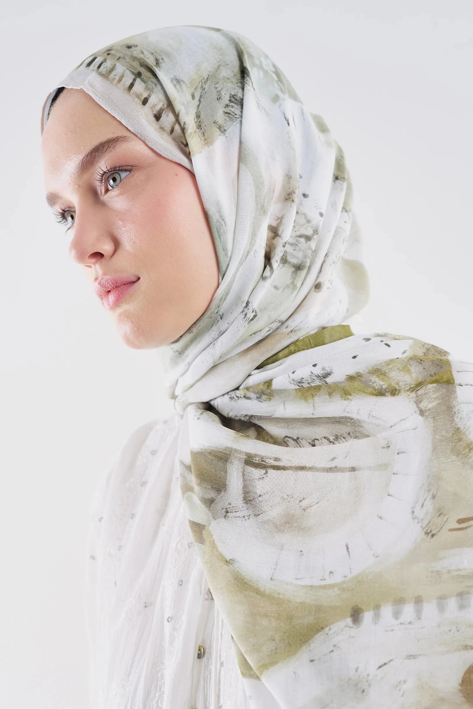 Artful Strokes Ramie Viscose Shawl Green