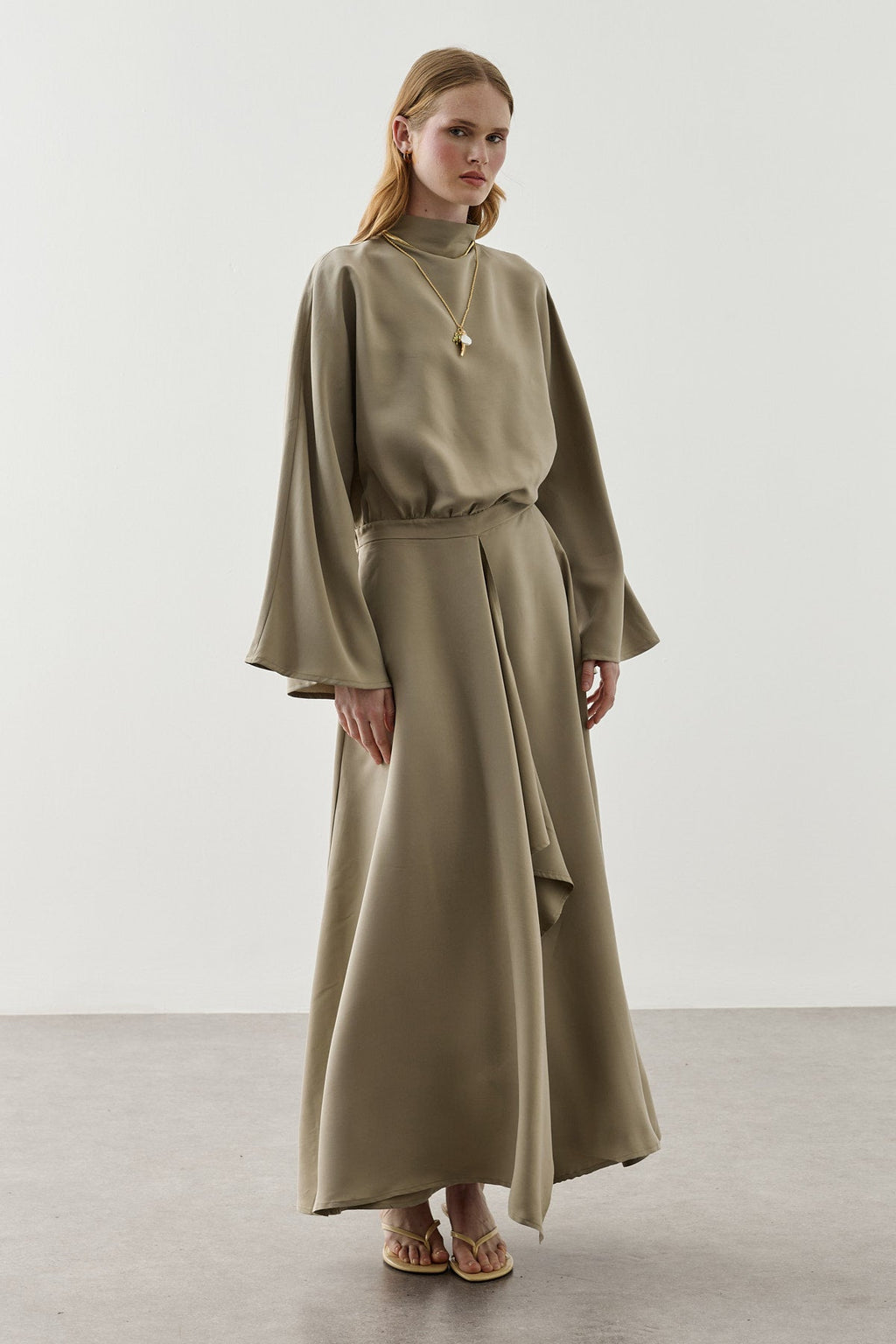 Front Panelled Tencel Dress Olive