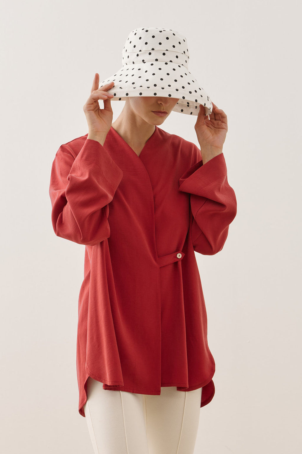 Maxi Fabric Hat with Polka Dot Pattern