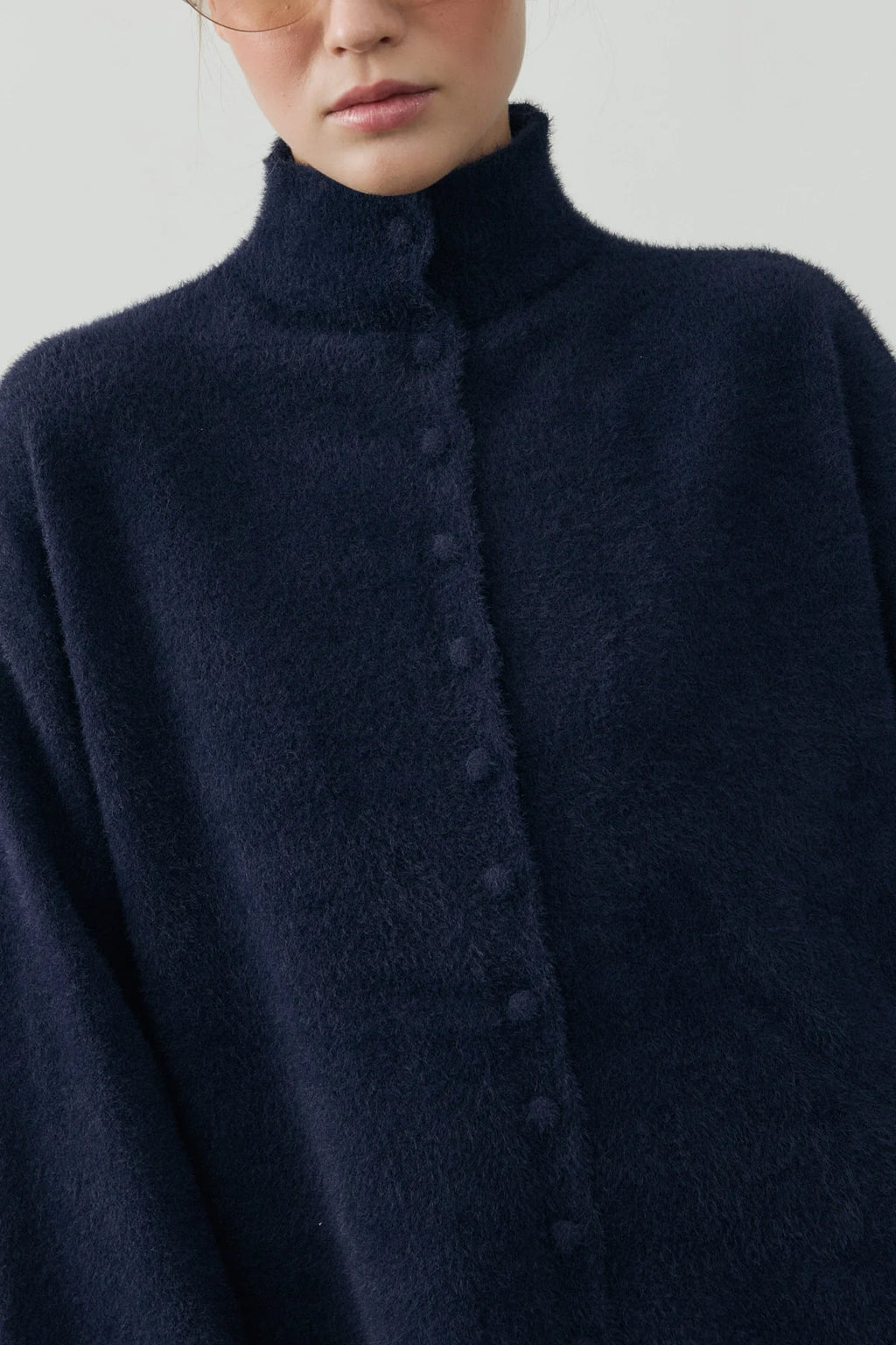 Multi-Button Soft Cardigan Navy