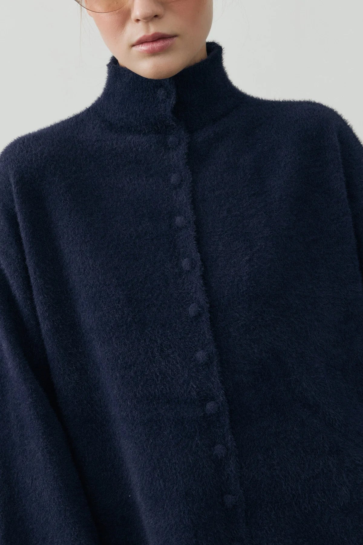 Multi-Button Soft Cardigan Navy