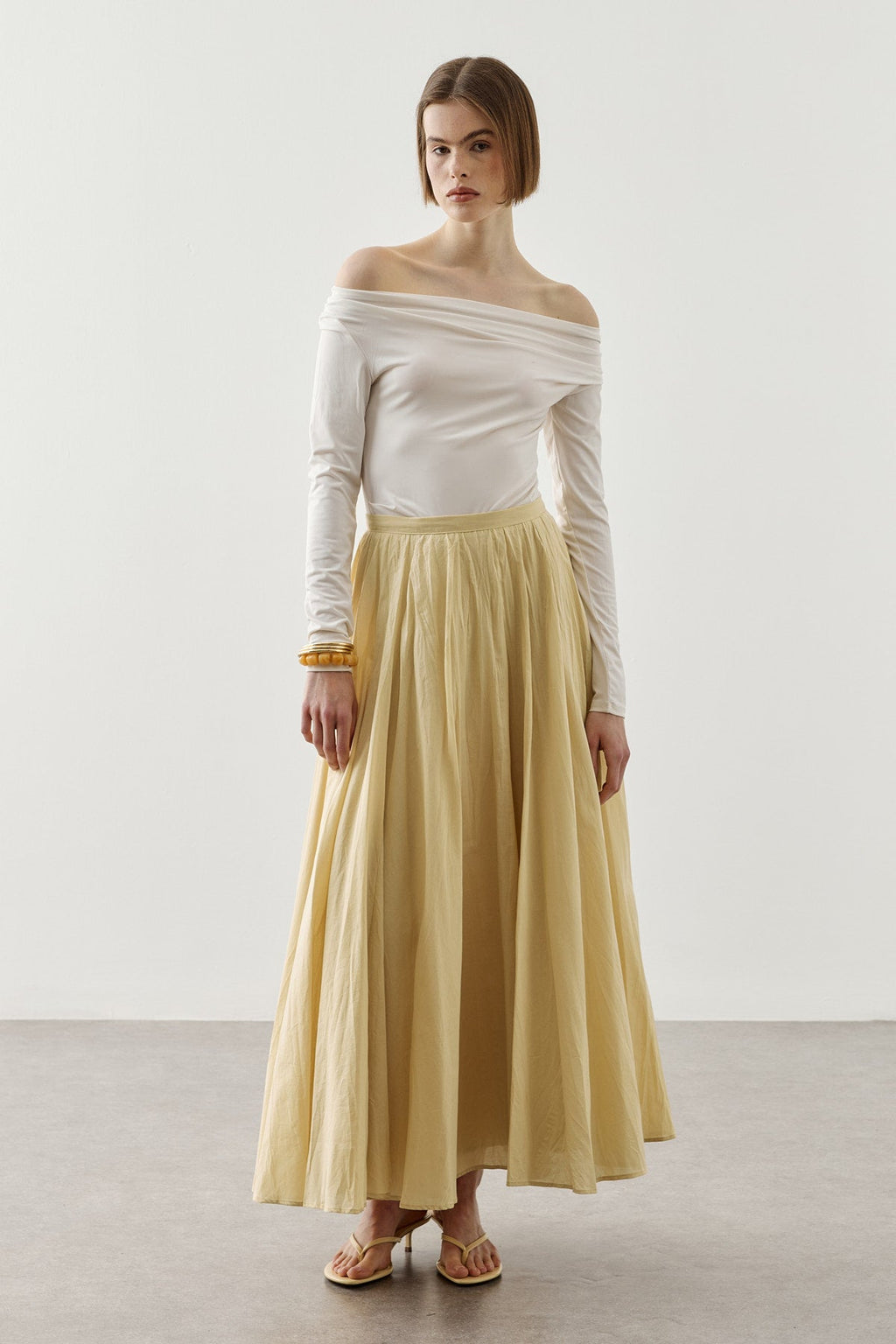 Panelled Wide Skirt Yellow