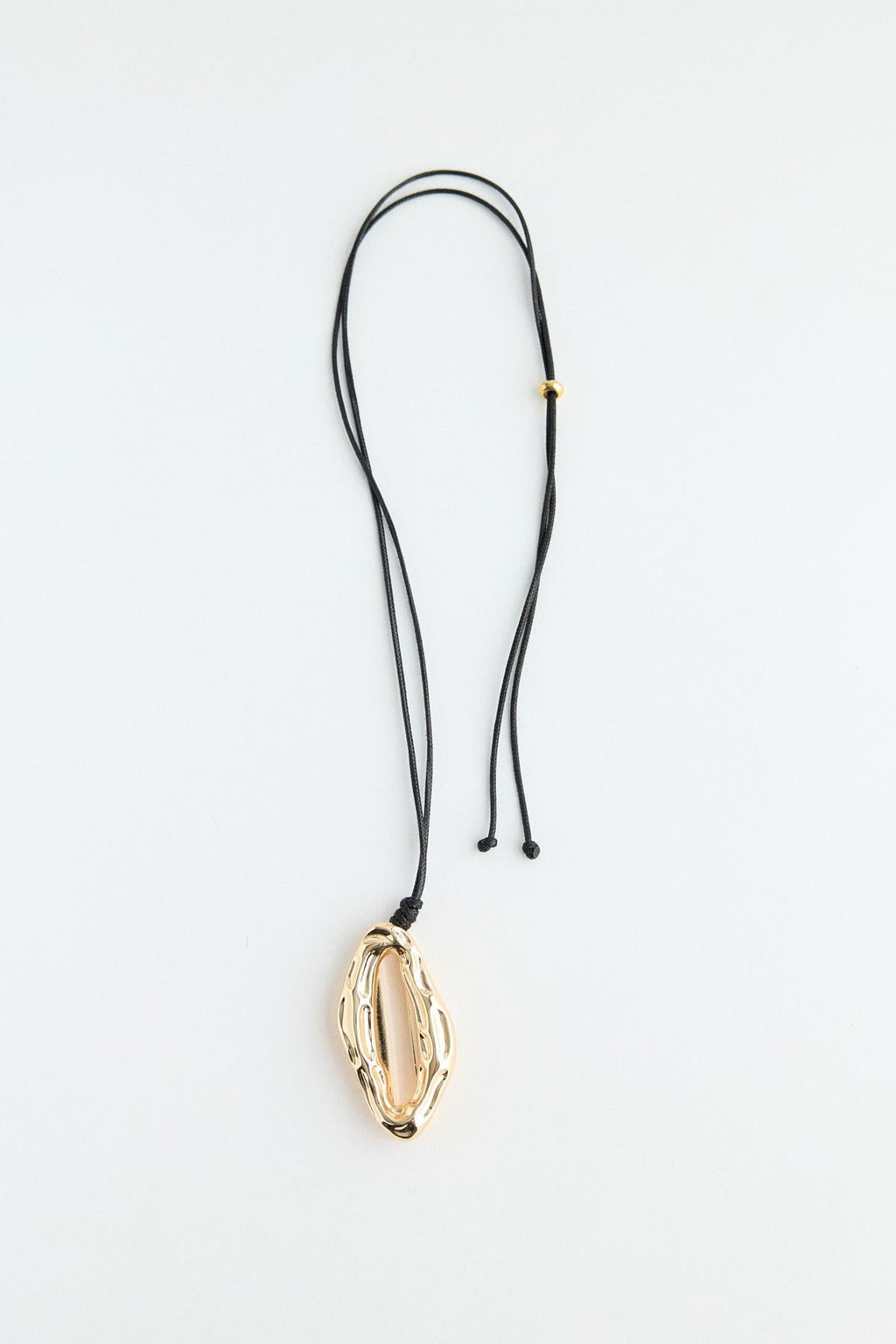 Textured Necklace with Metal Gold Pendant