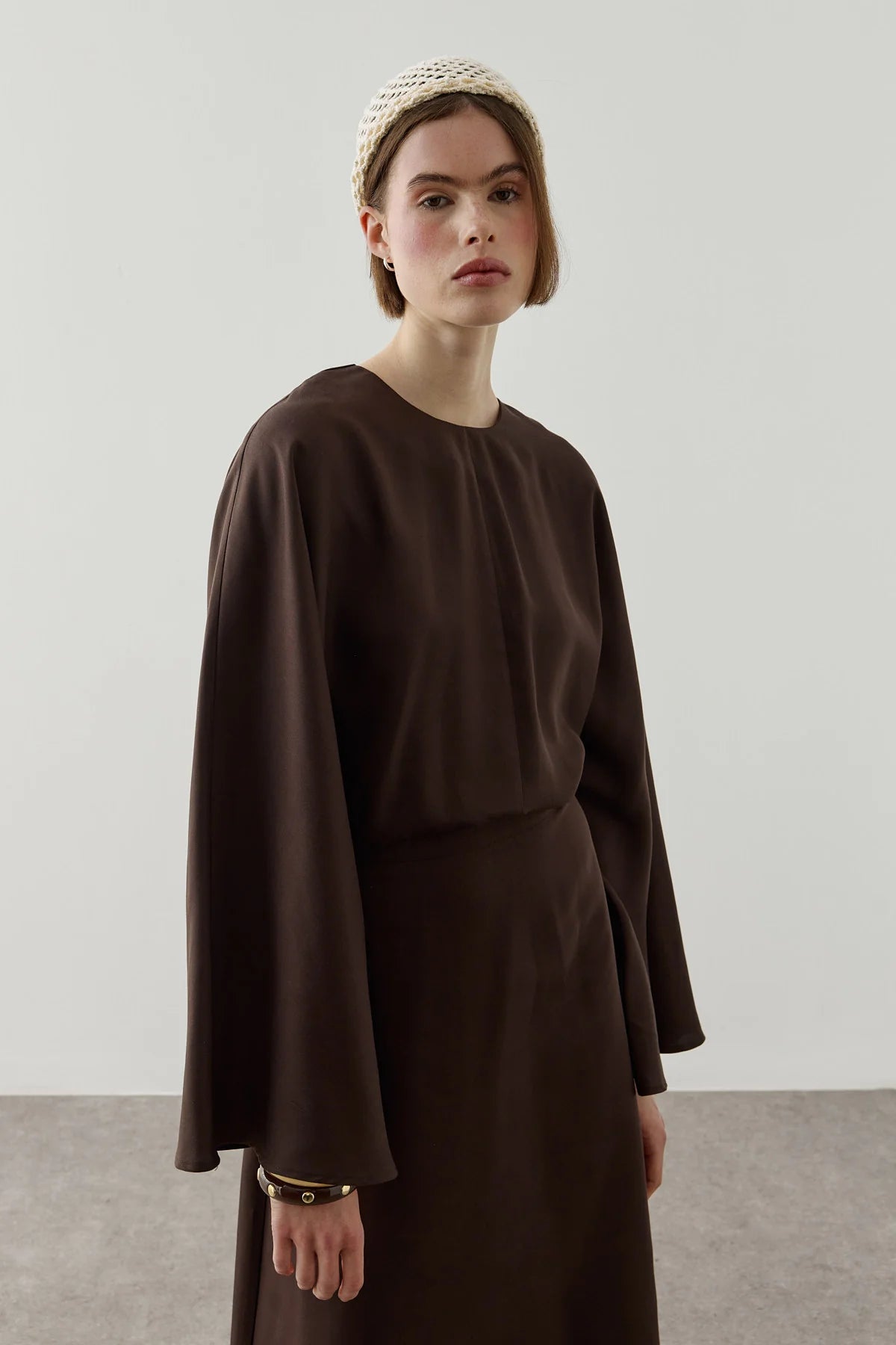 Back Tie Tencel Dress Brown