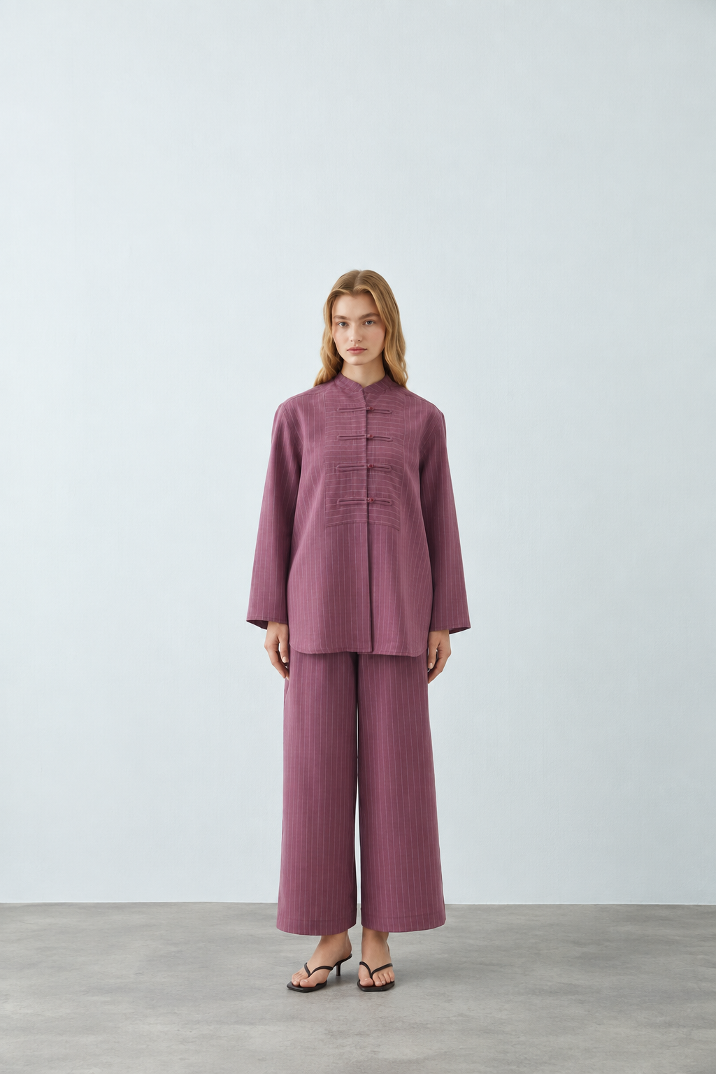 Striped Brit Sensual Set Plum