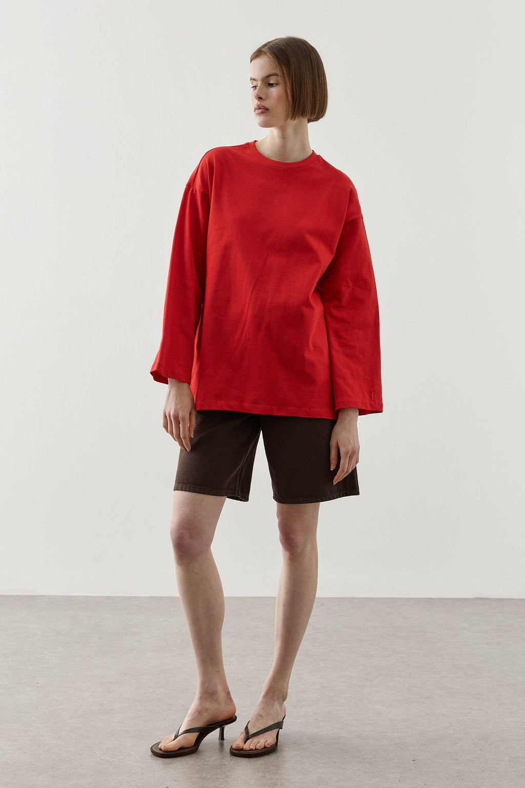 Basic Cotton T-Shirt with Contrast
Tie Detail Red