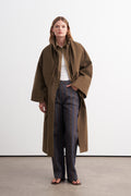 Premium Shawl-Detail Trench Coat Khaki