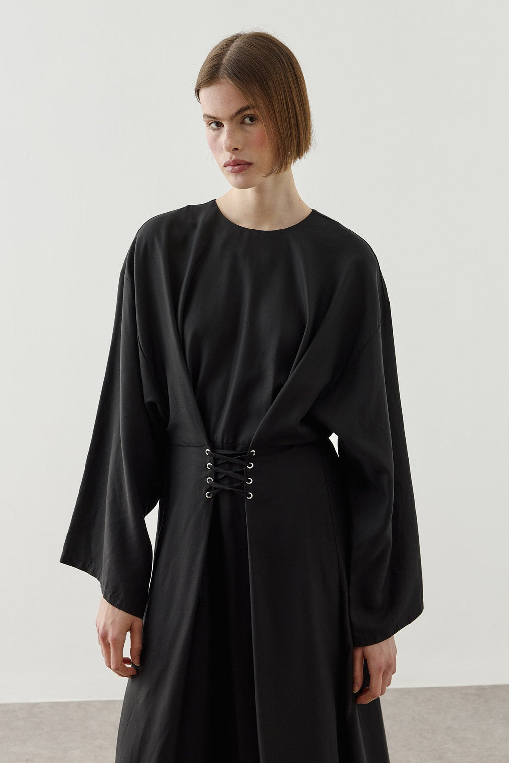Eyelet-Detail Tencel Dress Black