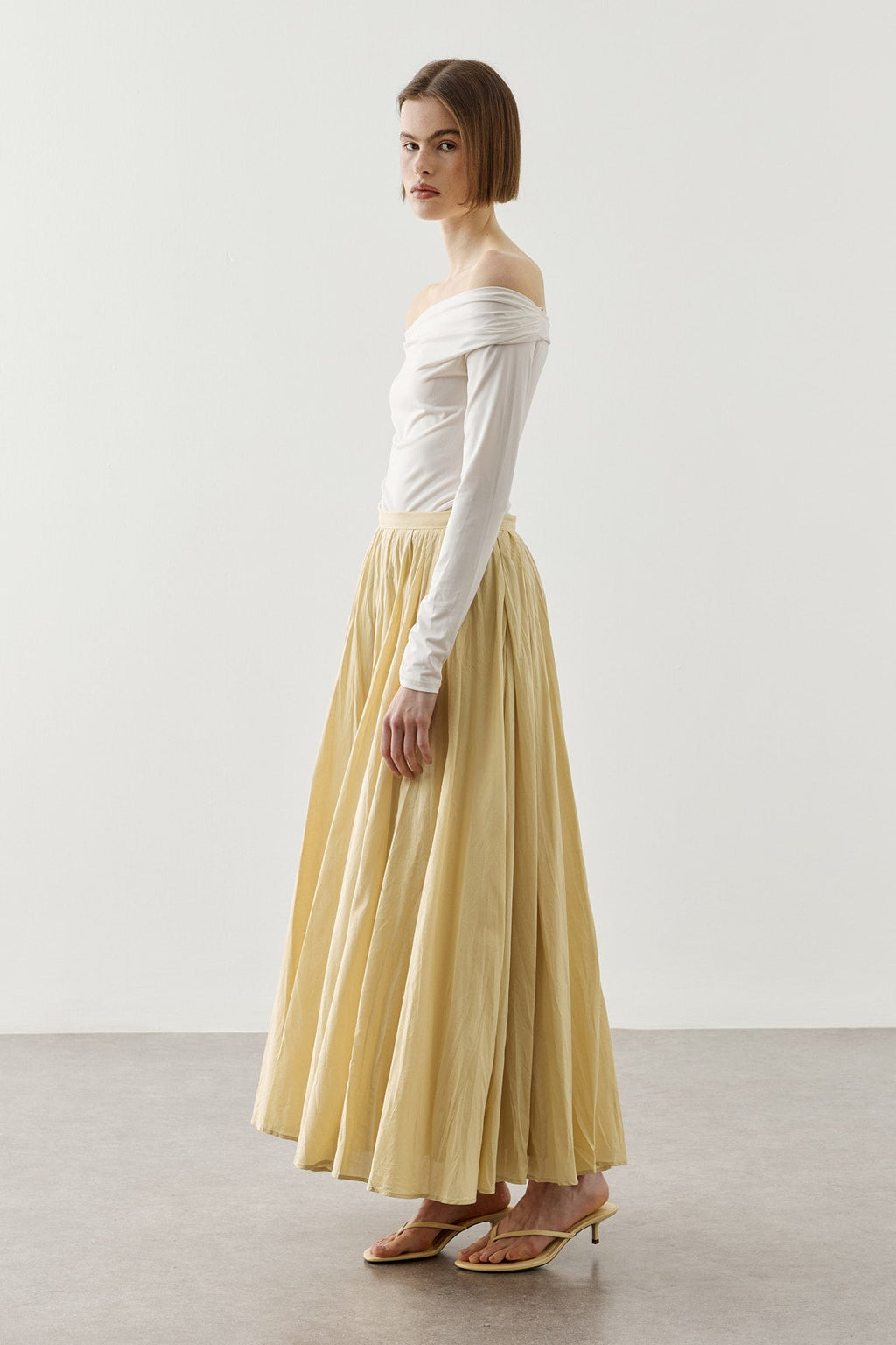 Panelled Wide Skirt Yellow
