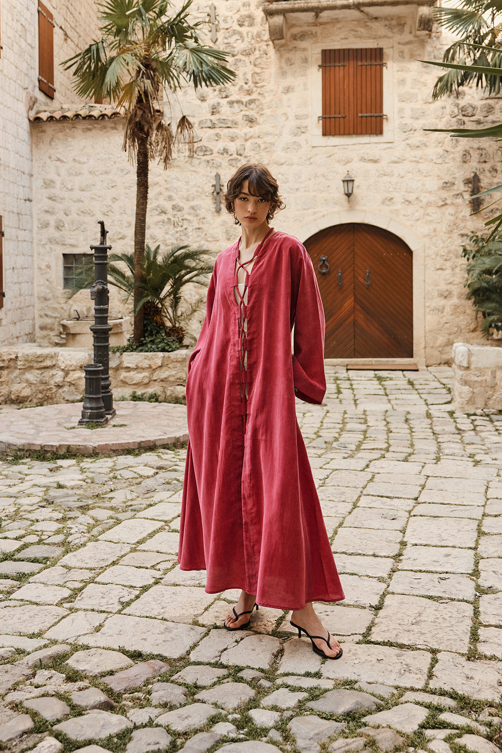 Wide Belt-Loop Kimono Red