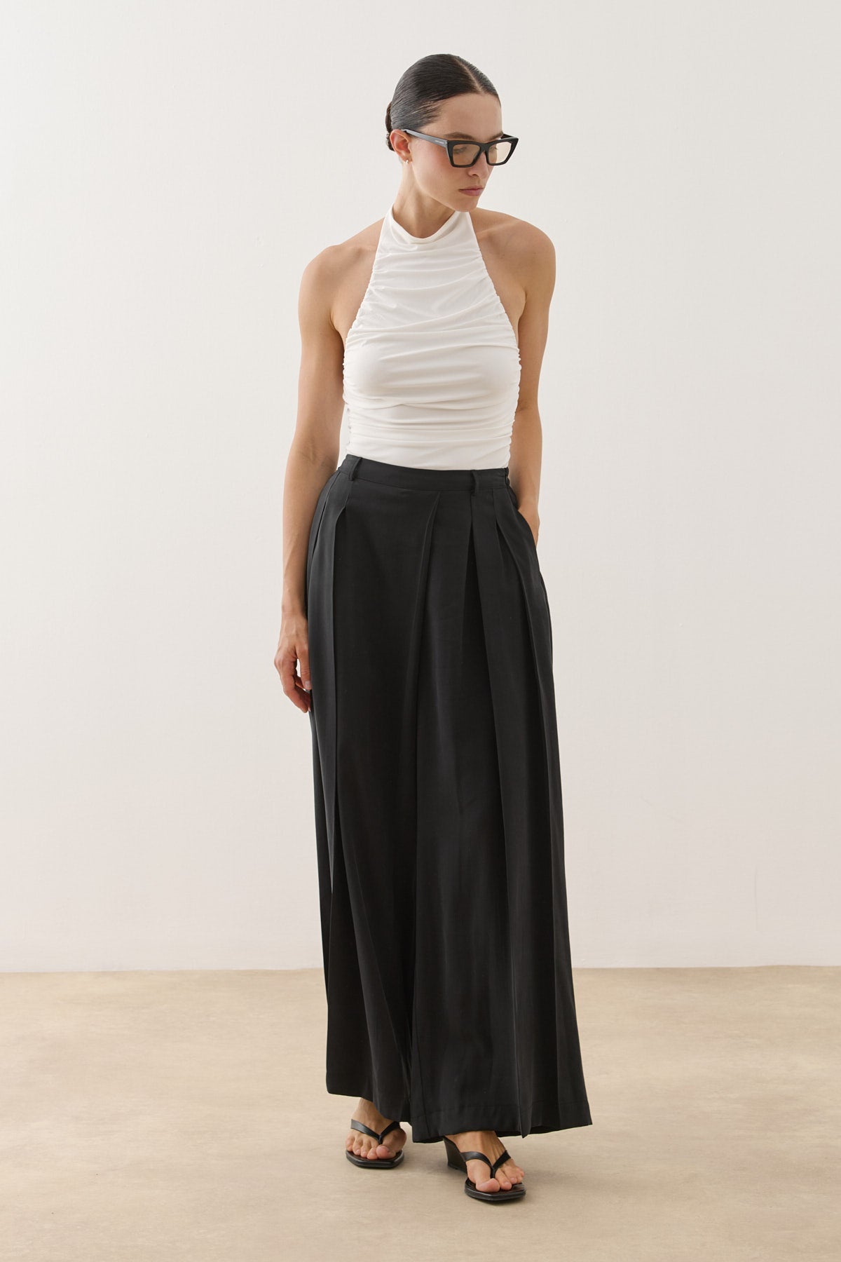 Wrap-Style Pants Black