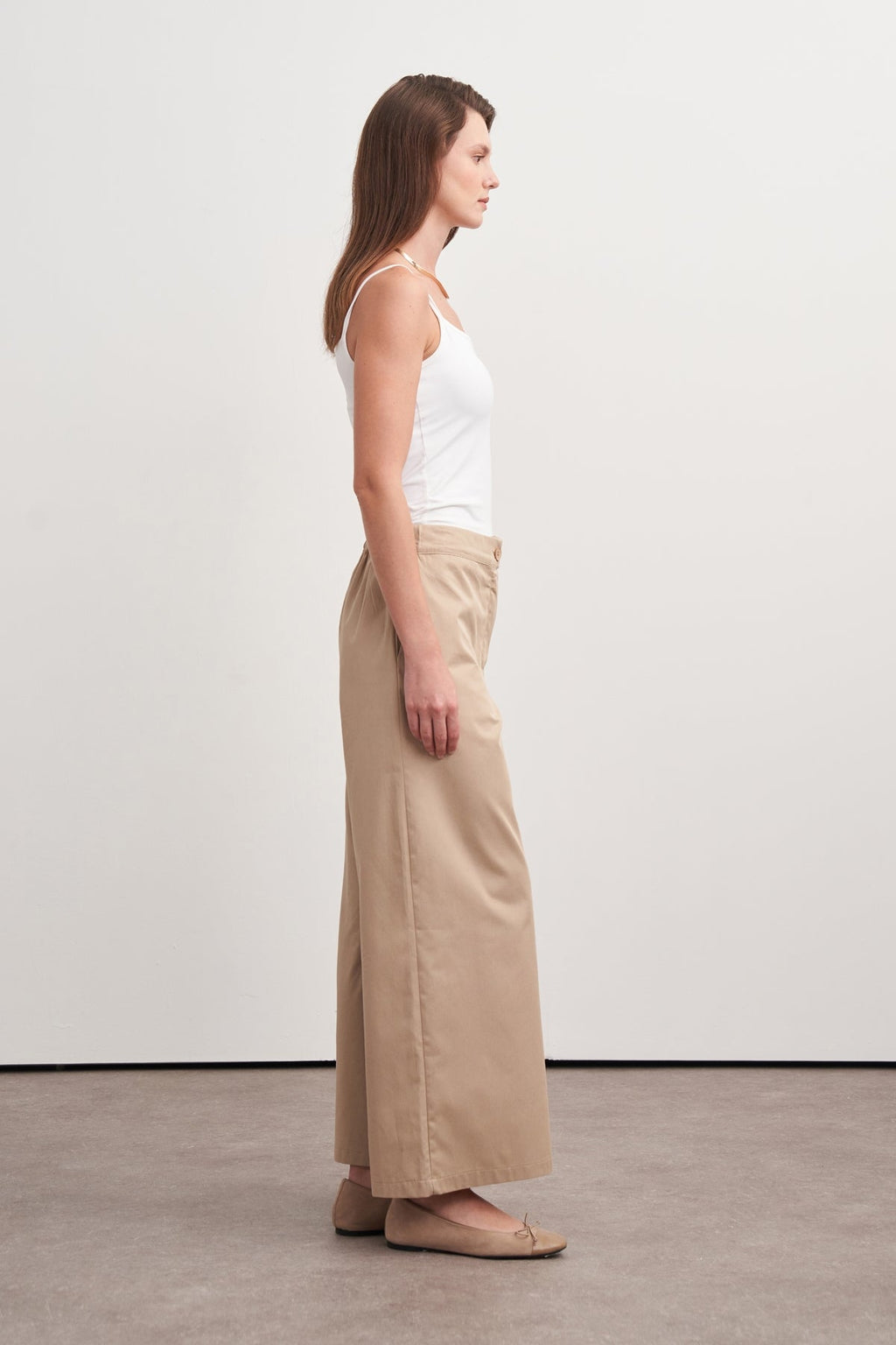 Gabardine Cropped Pants Camel