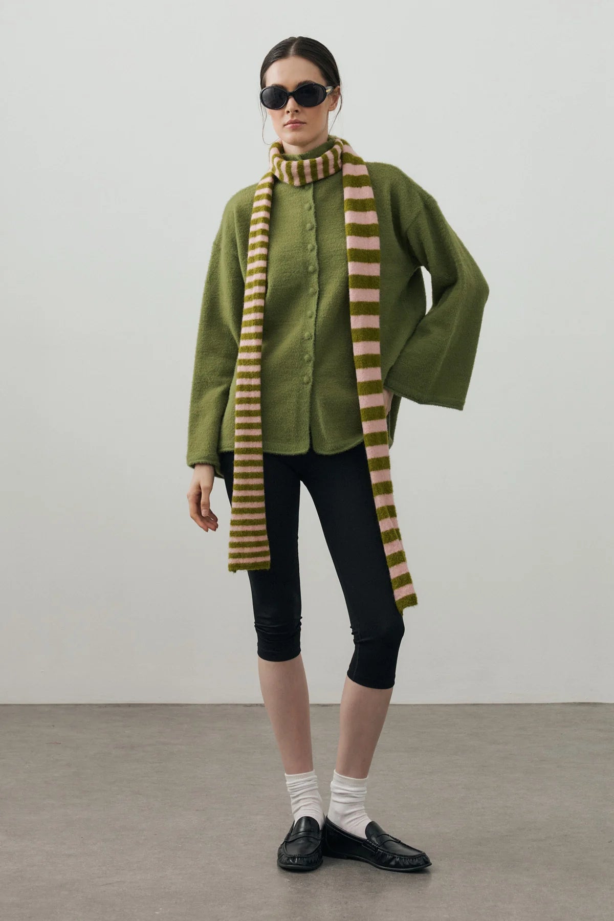Multi-Button Soft Cardigan Moss