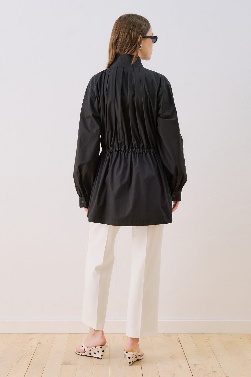 Dina Pleated-Detail Jacket Black