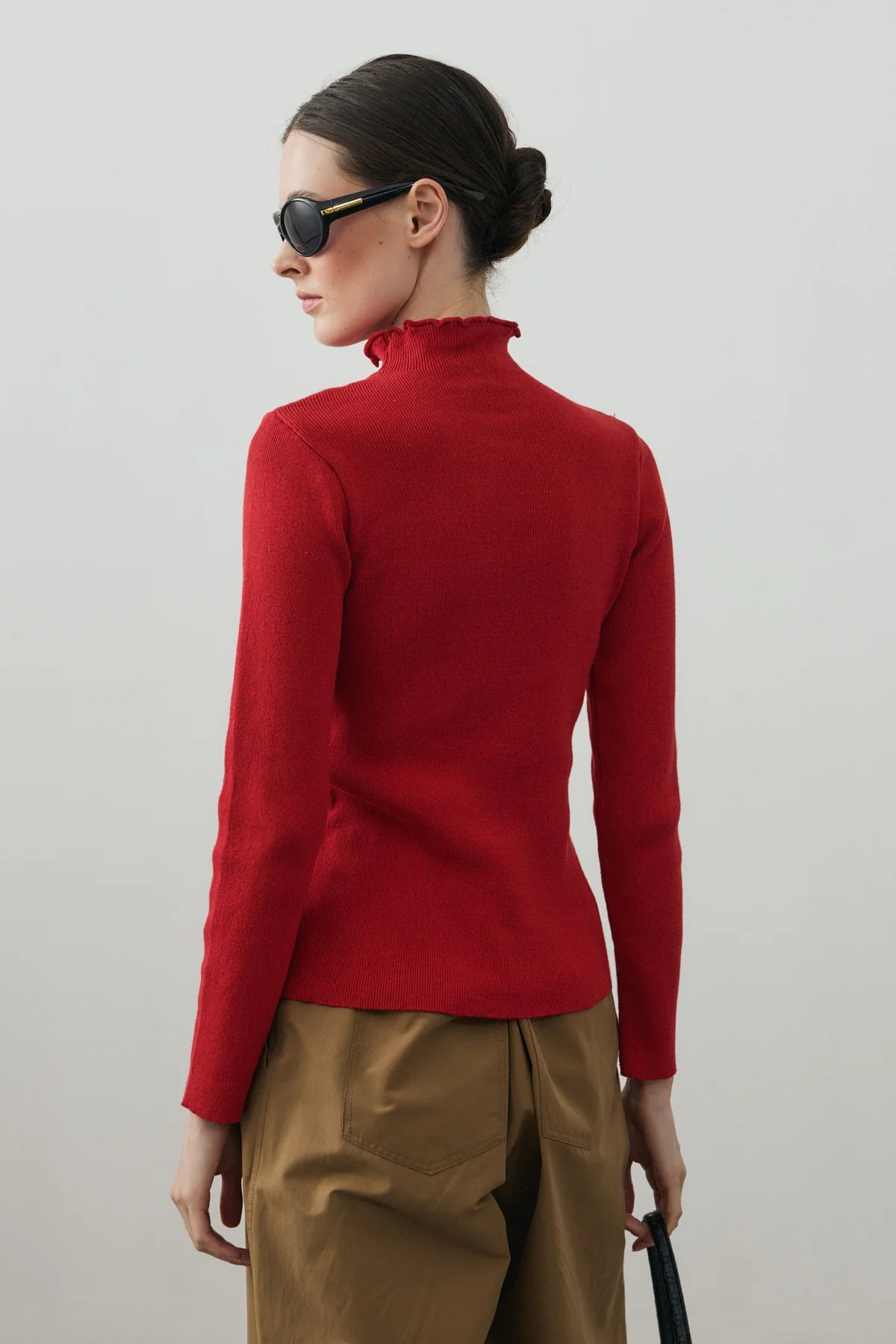 Fine-Ribbed Cotton Knit Bodysuit Red
