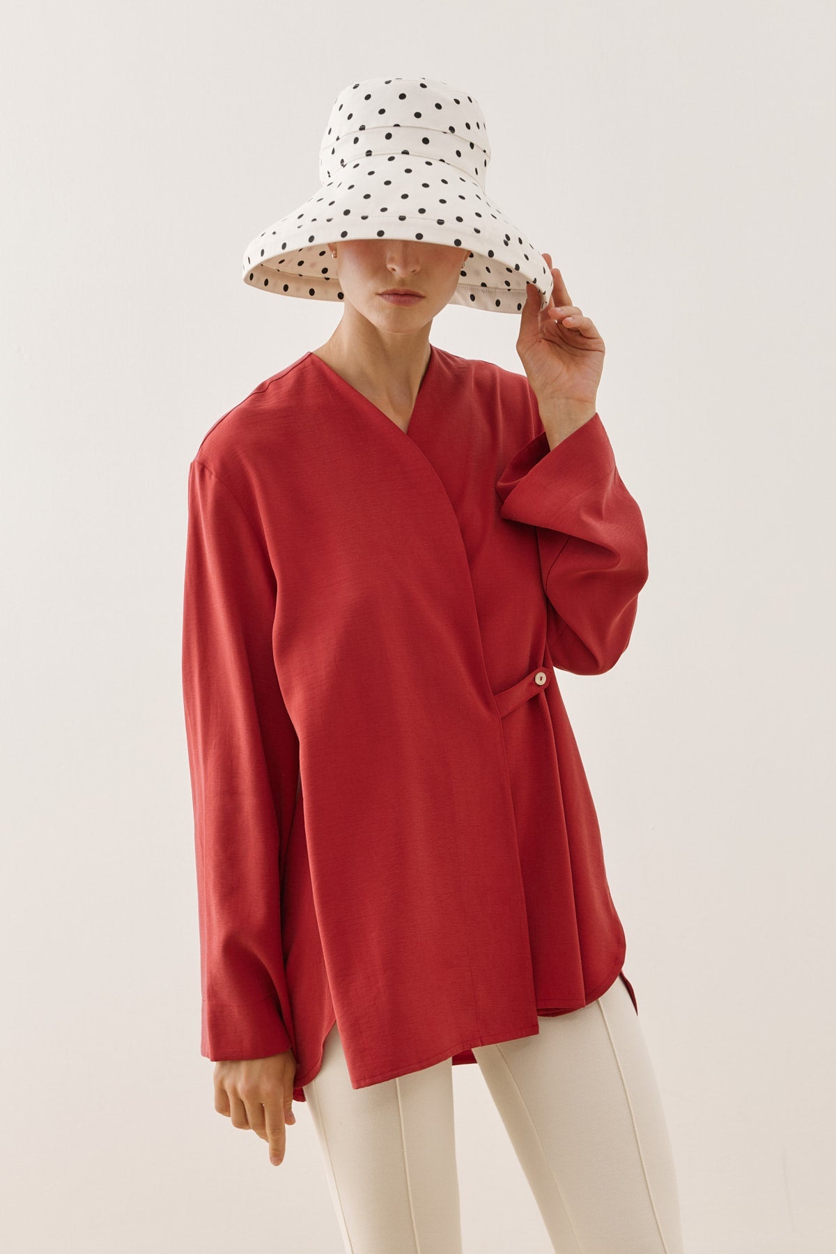 Maxi Fabric Hat with Polka Dot Pattern