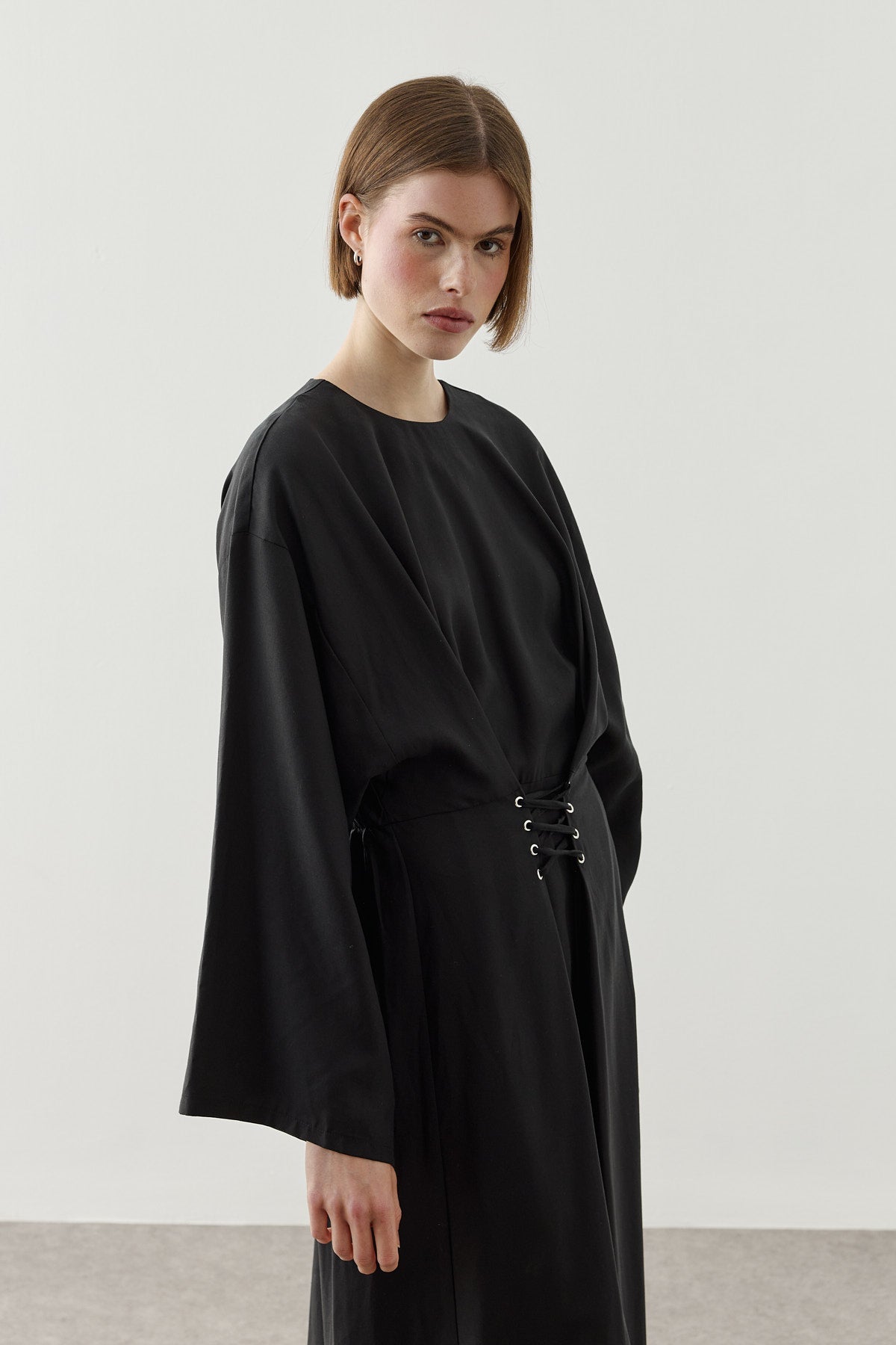 Eyelet-Detail Tencel Dress Black