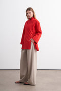 Side-Button Poplin Shirt Red