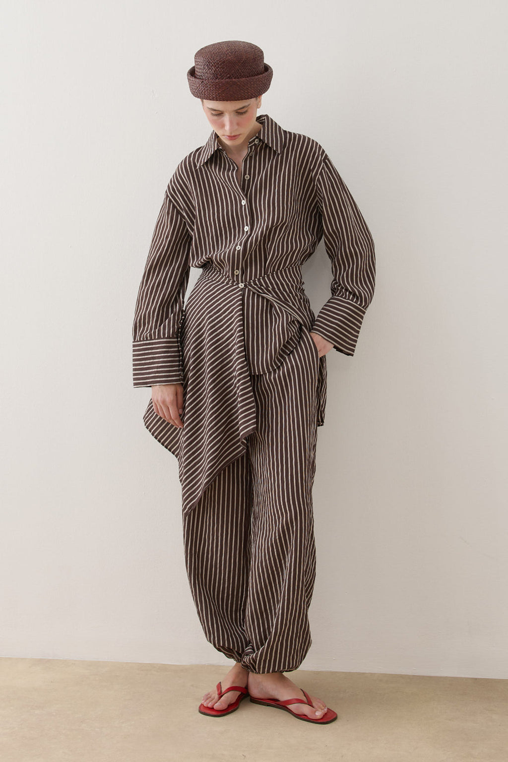Removable Panel Shirt Set Brown