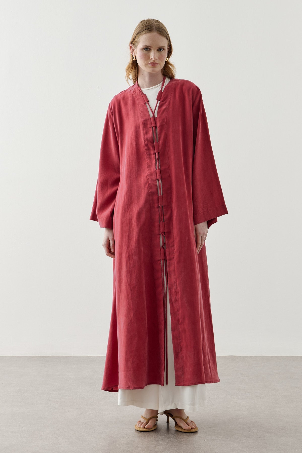Wide Belt-Loop Kimono Red
