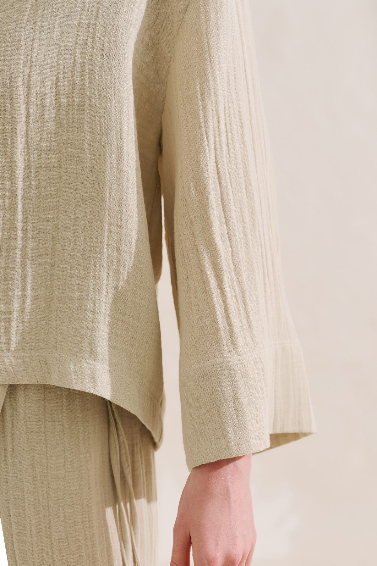 Muslin Wide-Sleeve Blouse Sand