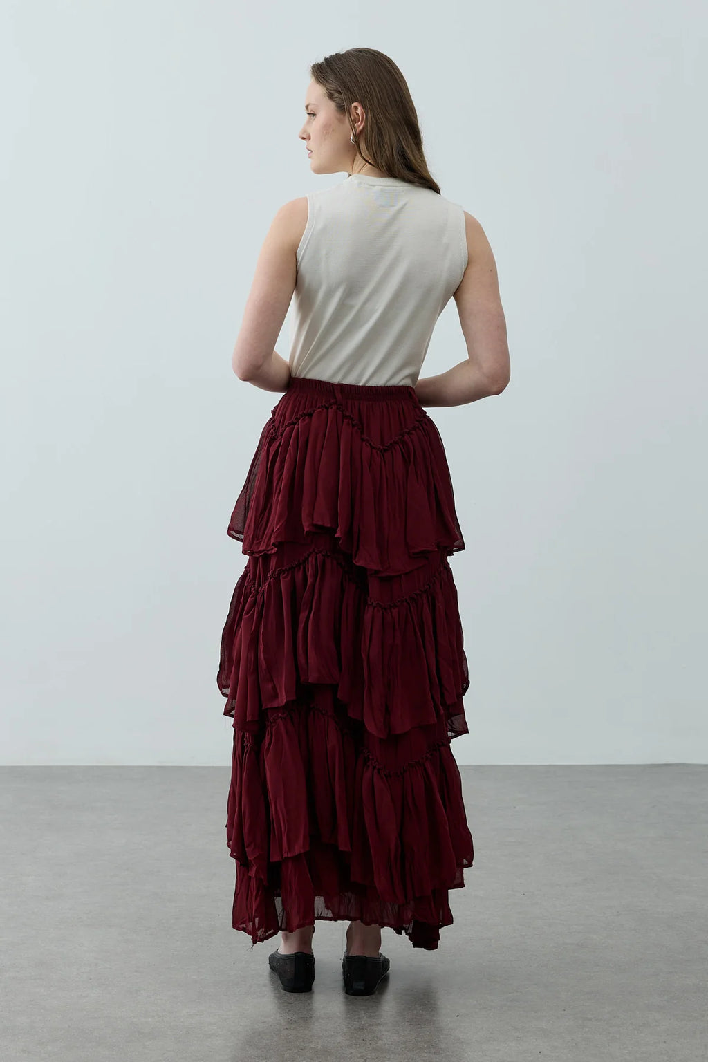 Multi-Panel Skirt Burgundy