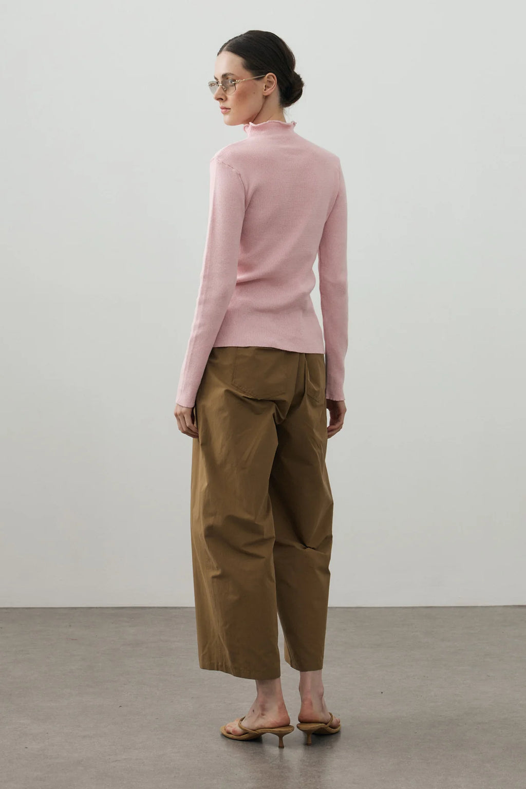 Fine-Ribbed Cotton Knit Bodysuit Pink