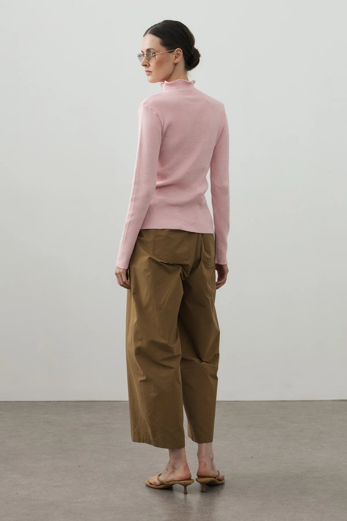 Fine-Ribbed Cotton Knit Bodysuit Pink