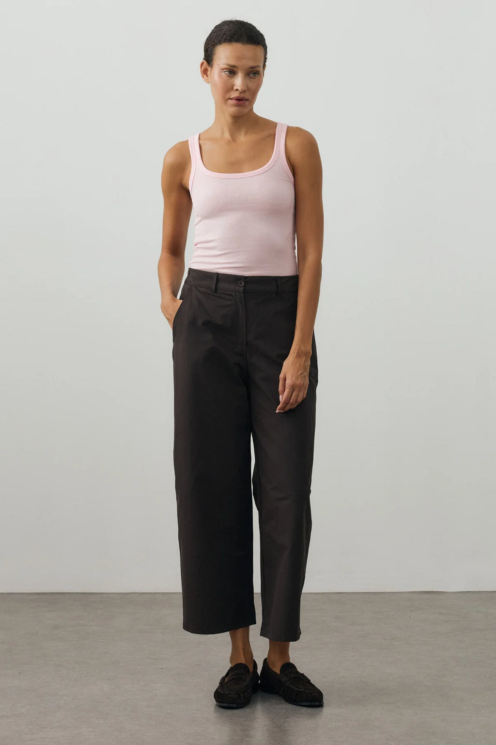 Chino-Style Pants Dark Brown