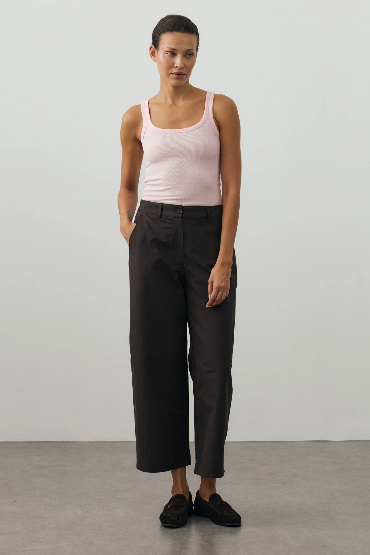 Chino-Style Pants Dark Brown