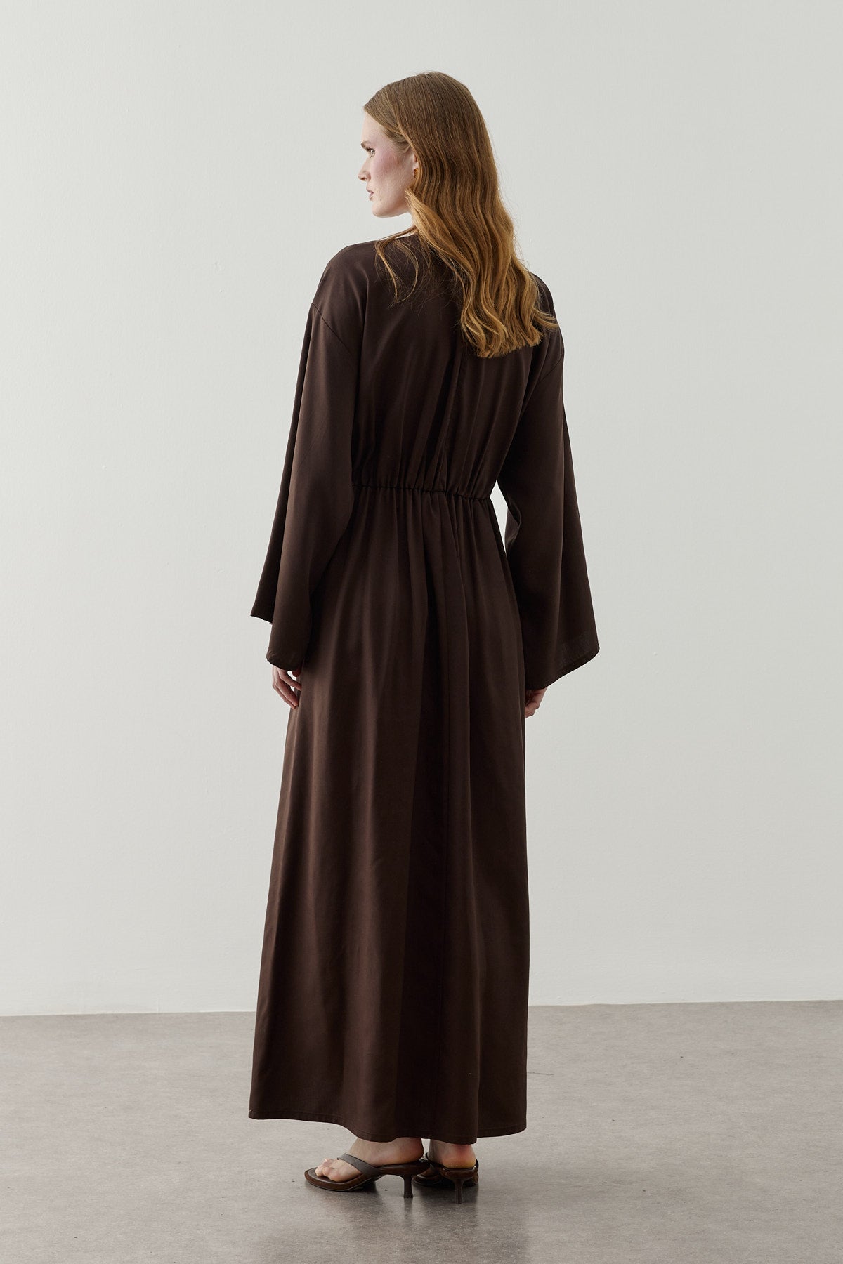 Eyelet-Detail Tencel Dress Brown